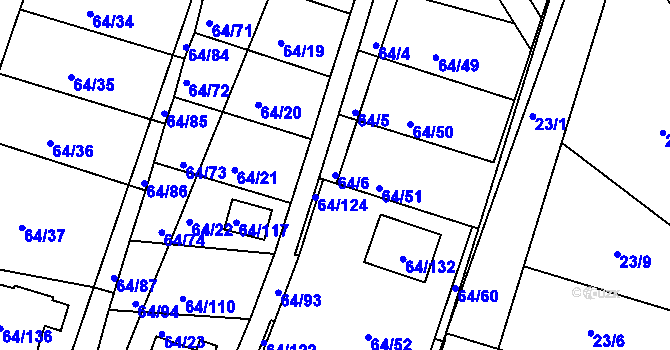 Parcela st. 64/6 v KÚ Vidov, Katastrální mapa