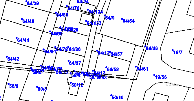 Parcela st. 64/12 v KÚ Vidov, Katastrální mapa