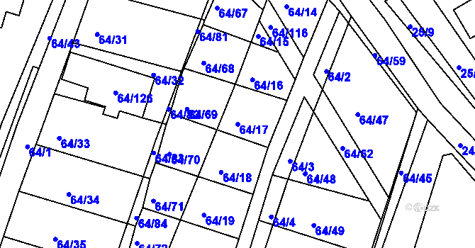 Parcela st. 64/17 v KÚ Vidov, Katastrální mapa