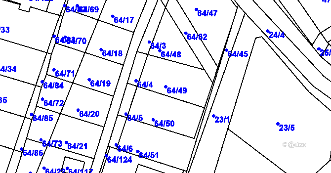 Parcela st. 64/49 v KÚ Vidov, Katastrální mapa
