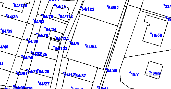Parcela st. 64/54 v KÚ Vidov, Katastrální mapa