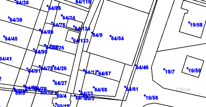 Parcela st. 64/56 v KÚ Vidov, Katastrální mapa