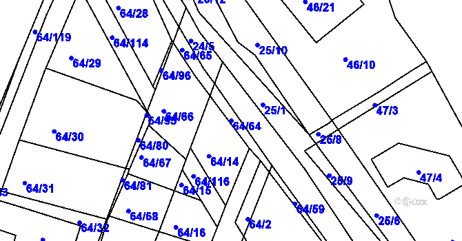 Parcela st. 64/64 v KÚ Vidov, Katastrální mapa