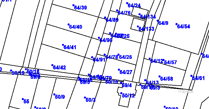 Parcela st. 64/78 v KÚ Vidov, Katastrální mapa