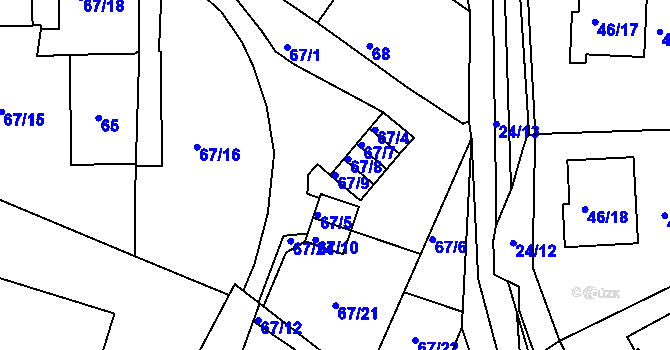 Parcela st. 67/9 v KÚ Vidov, Katastrální mapa