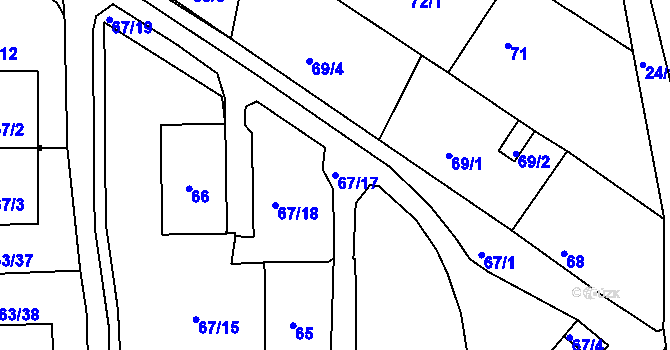 Parcela st. 67/17 v KÚ Vidov, Katastrální mapa