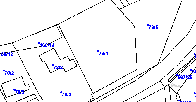 Parcela st. 78/4 v KÚ Vidov, Katastrální mapa