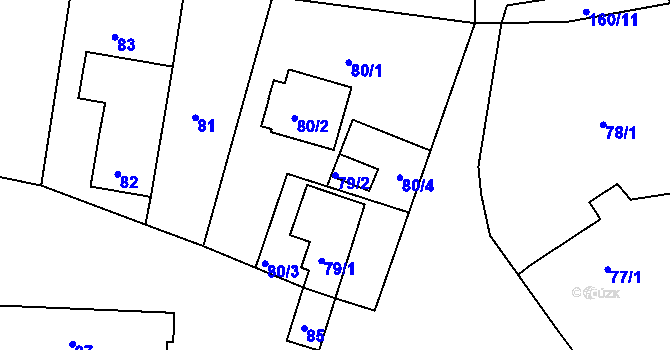 Parcela st. 79/2 v KÚ Vidov, Katastrální mapa