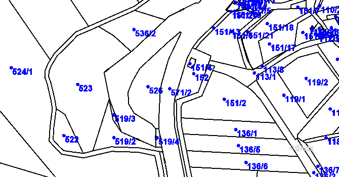 Parcela st. 571/2 v KÚ Vidov, Katastrální mapa