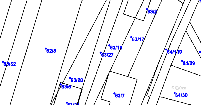 Parcela st. 63/27 v KÚ Vidov, Katastrální mapa