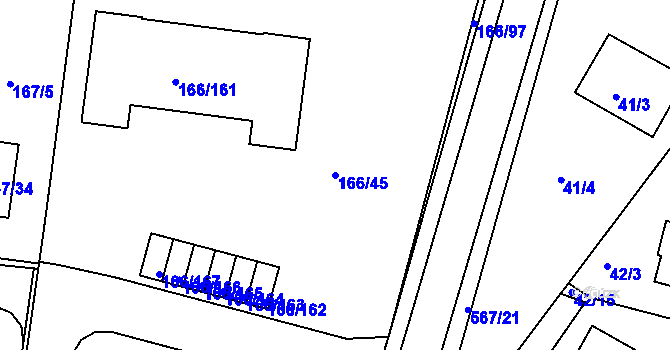 Parcela st. 166/45 v KÚ Vidov, Katastrální mapa