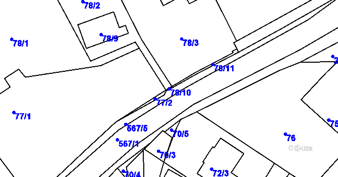 Parcela st. 78/10 v KÚ Vidov, Katastrální mapa