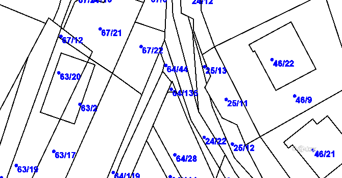 Parcela st. 64/135 v KÚ Vidov, Katastrální mapa