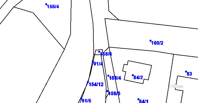 Parcela st. 158/6 v KÚ Vidov, Katastrální mapa