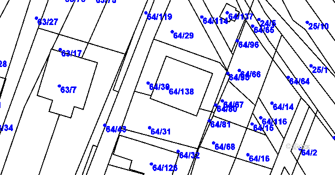 Parcela st. 64/138 v KÚ Vidov, Katastrální mapa