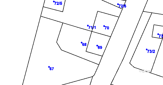 Parcela st. 68 v KÚ Roudnice, Katastrální mapa