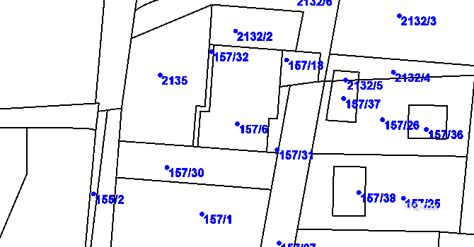 Parcela st. 157/6 v KÚ Roudnice, Katastrální mapa