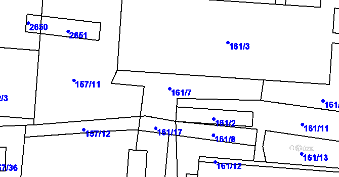 Parcela st. 161/7 v KÚ Roudnice, Katastrální mapa