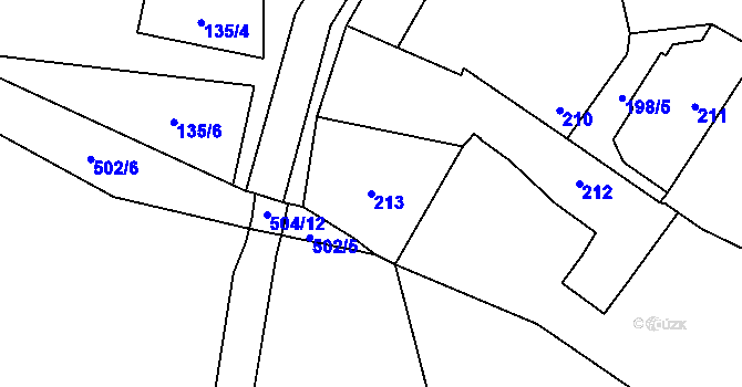 Parcela st. 213 v KÚ Roudnice, Katastrální mapa