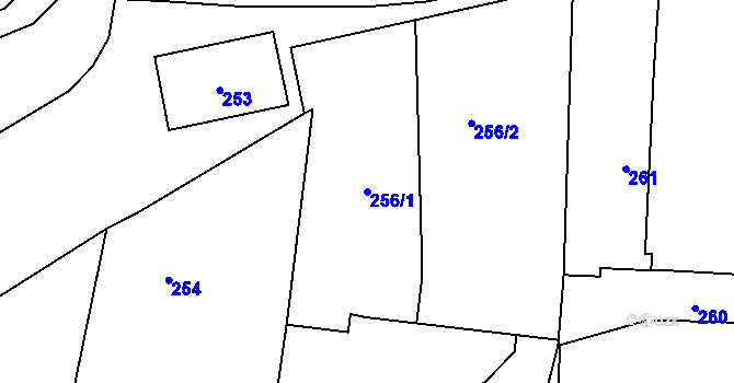 Parcela st. 256/1 v KÚ Roudnice, Katastrální mapa