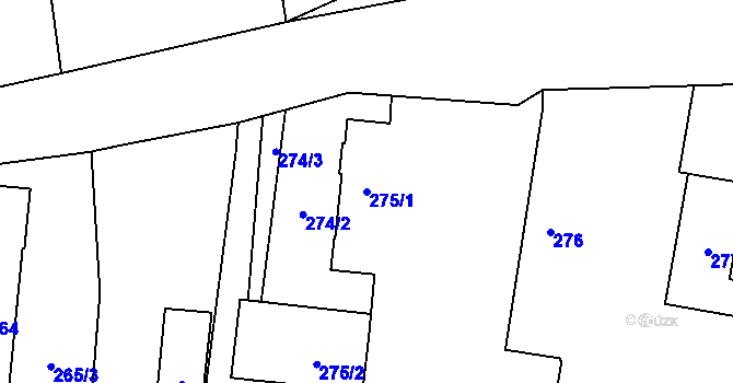 Parcela st. 275/1 v KÚ Roudnice, Katastrální mapa