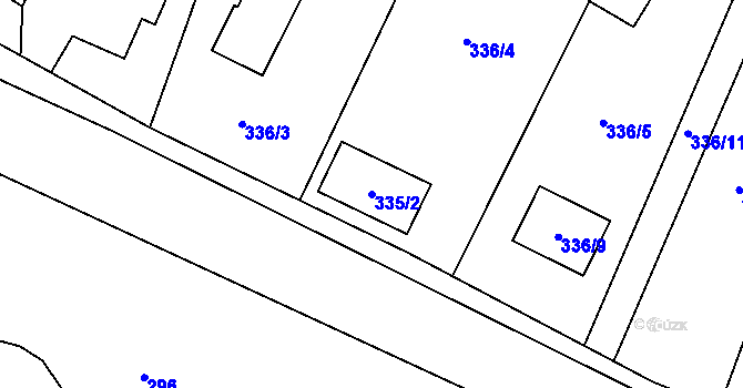 Parcela st. 335/2 v KÚ Roudnice, Katastrální mapa
