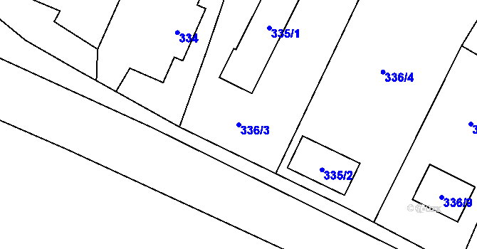 Parcela st. 336/3 v KÚ Roudnice, Katastrální mapa