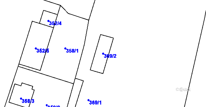 Parcela st. 369/2 v KÚ Roudnice, Katastrální mapa