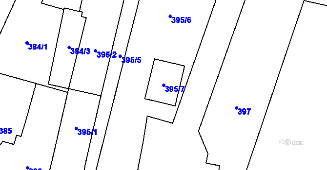 Parcela st. 395/7 v KÚ Roudnice, Katastrální mapa