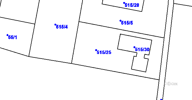 Parcela st. 515/25 v KÚ Roudnice, Katastrální mapa