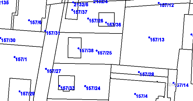 Parcela st. 157/25 v KÚ Roudnice, Katastrální mapa