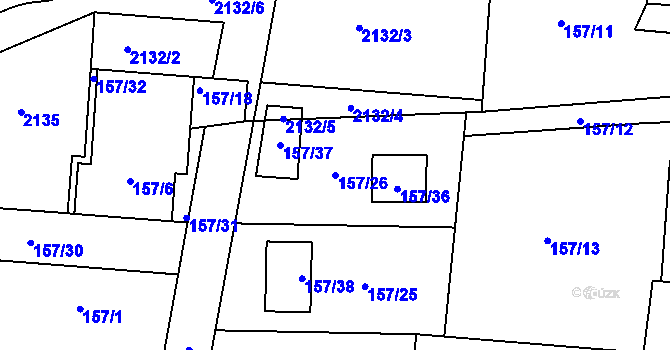 Parcela st. 157/26 v KÚ Roudnice, Katastrální mapa