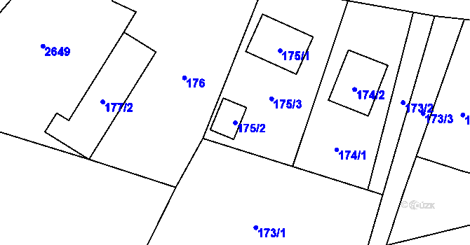 Parcela st. 175/2 v KÚ Roudnice, Katastrální mapa