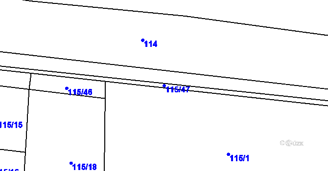 Parcela st. 115/47 v KÚ Roudnice, Katastrální mapa