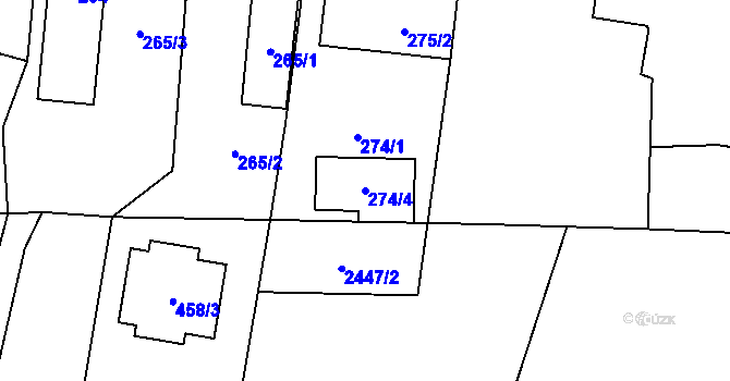 Parcela st. 274/4 v KÚ Roudnice, Katastrální mapa