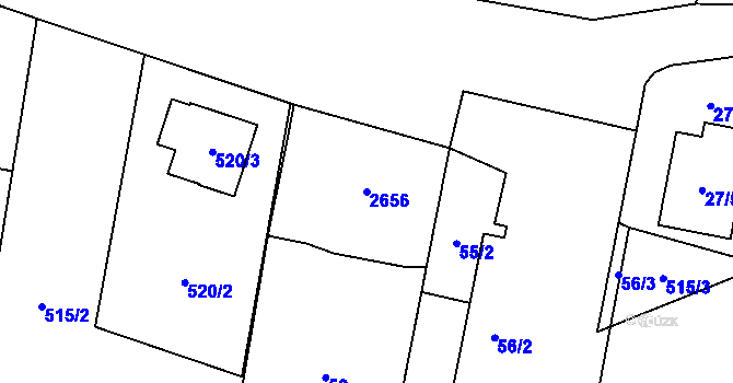 Parcela st. 2656 v KÚ Roudnice, Katastrální mapa