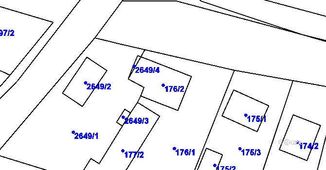 Parcela st. 176/2 v KÚ Roudnice, Katastrální mapa
