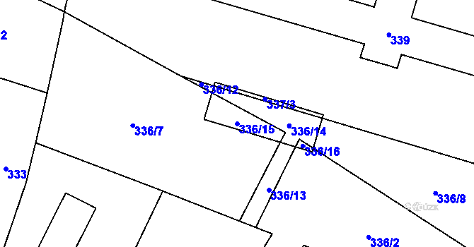 Parcela st. 336/15 v KÚ Roudnice, Katastrální mapa