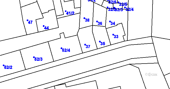 Parcela st. 37 v KÚ Roudnice nad Labem, Katastrální mapa
