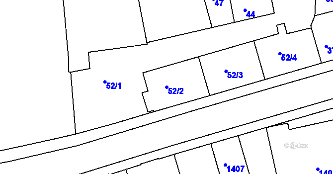 Parcela st. 52/2 v KÚ Roudnice nad Labem, Katastrální mapa