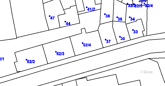 Parcela st. 52/4 v KÚ Roudnice nad Labem, Katastrální mapa