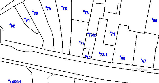 Parcela st. 77 v KÚ Roudnice nad Labem, Katastrální mapa