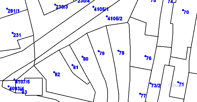 Parcela st. 79 v KÚ Roudnice nad Labem, Katastrální mapa