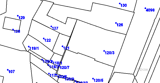Parcela st. 120/1 v KÚ Roudnice nad Labem, Katastrální mapa