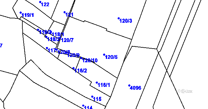 Parcela st. 120/5 v KÚ Roudnice nad Labem, Katastrální mapa