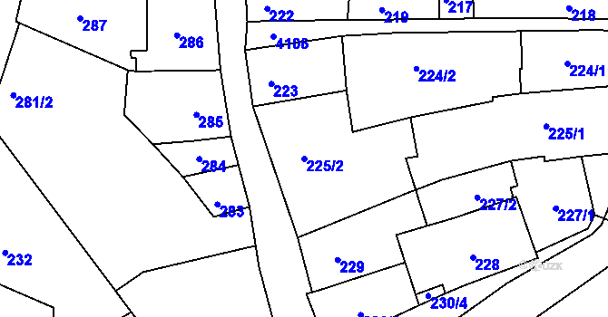 Parcela st. 225/2 v KÚ Roudnice nad Labem, Katastrální mapa