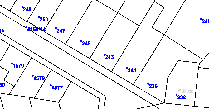 Parcela st. 243 v KÚ Roudnice nad Labem, Katastrální mapa