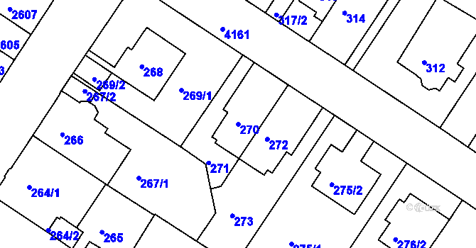 Parcela st. 270 v KÚ Roudnice nad Labem, Katastrální mapa