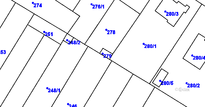 Parcela st. 279 v KÚ Roudnice nad Labem, Katastrální mapa