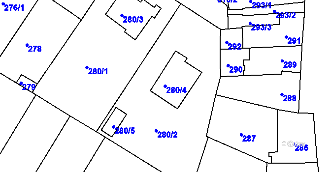 Parcela st. 280/4 v KÚ Roudnice nad Labem, Katastrální mapa